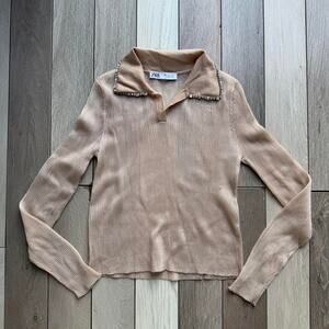 Zara ribbed knit top with